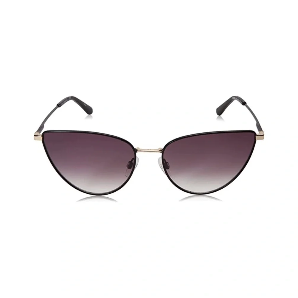 Calvin Klein Polarized Cat Eye Retro 50s Vintage Designer Sunglasses Black Gold - Picture 2 of 6